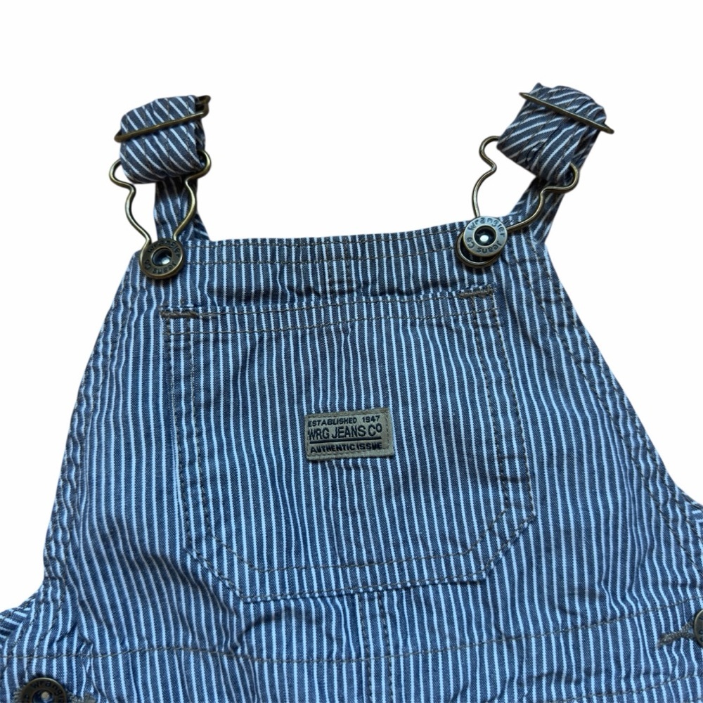 Wrangler Baby Overalls 12M Striped Shortalls 100% Cotton Casual Western Summer - Picture 3 of 6